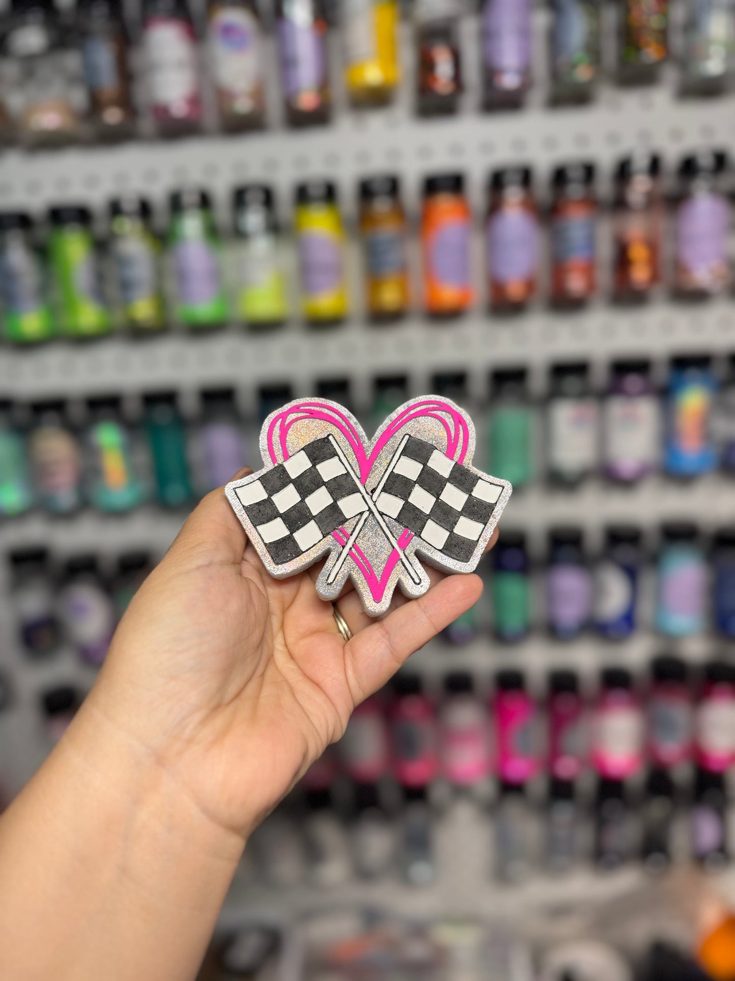 Checkered Flag Heart Freshie
