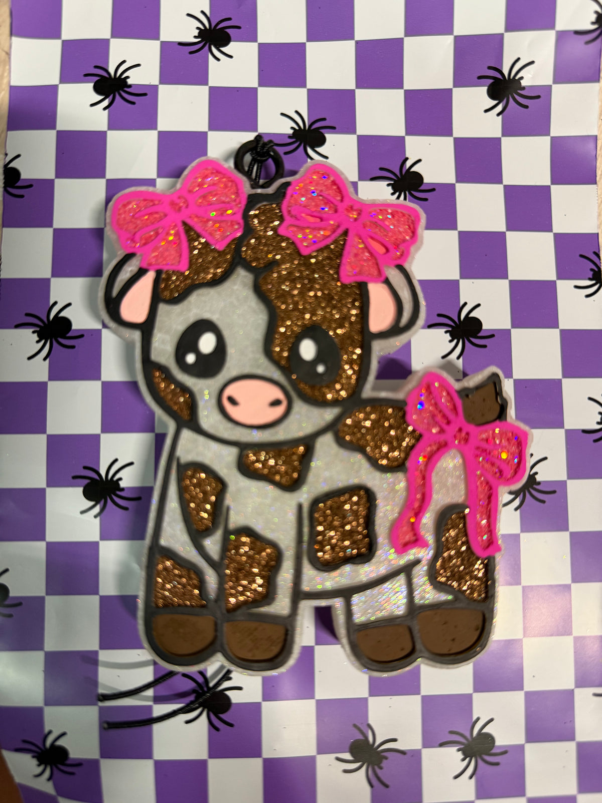 Cow with Bows Car Freshie | Fresh Linen