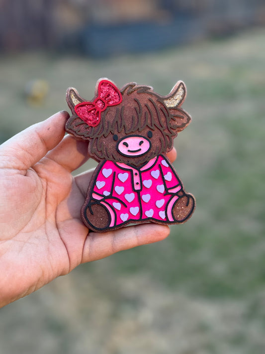 Highland Cow Heart Jammies | Berries in the Snow