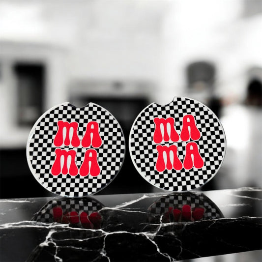 Checkered Mama Coasters (Set of 2)